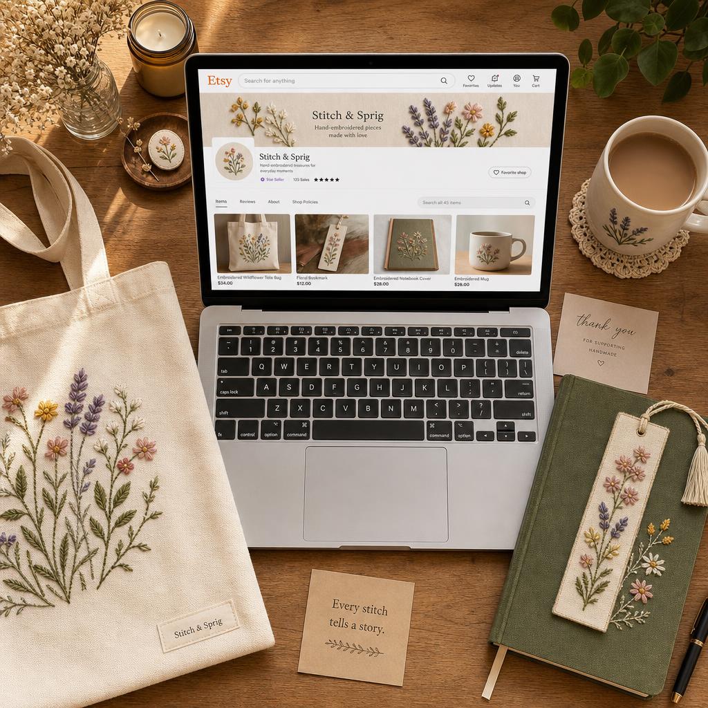 Xu hướng sản phẩm thêu tay bán chạy trên Etsy năm 2026