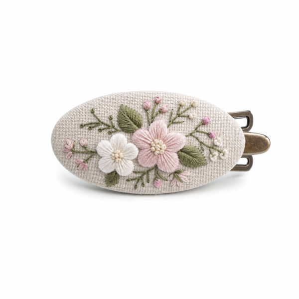 Kẹp Tóc Oval Thêu