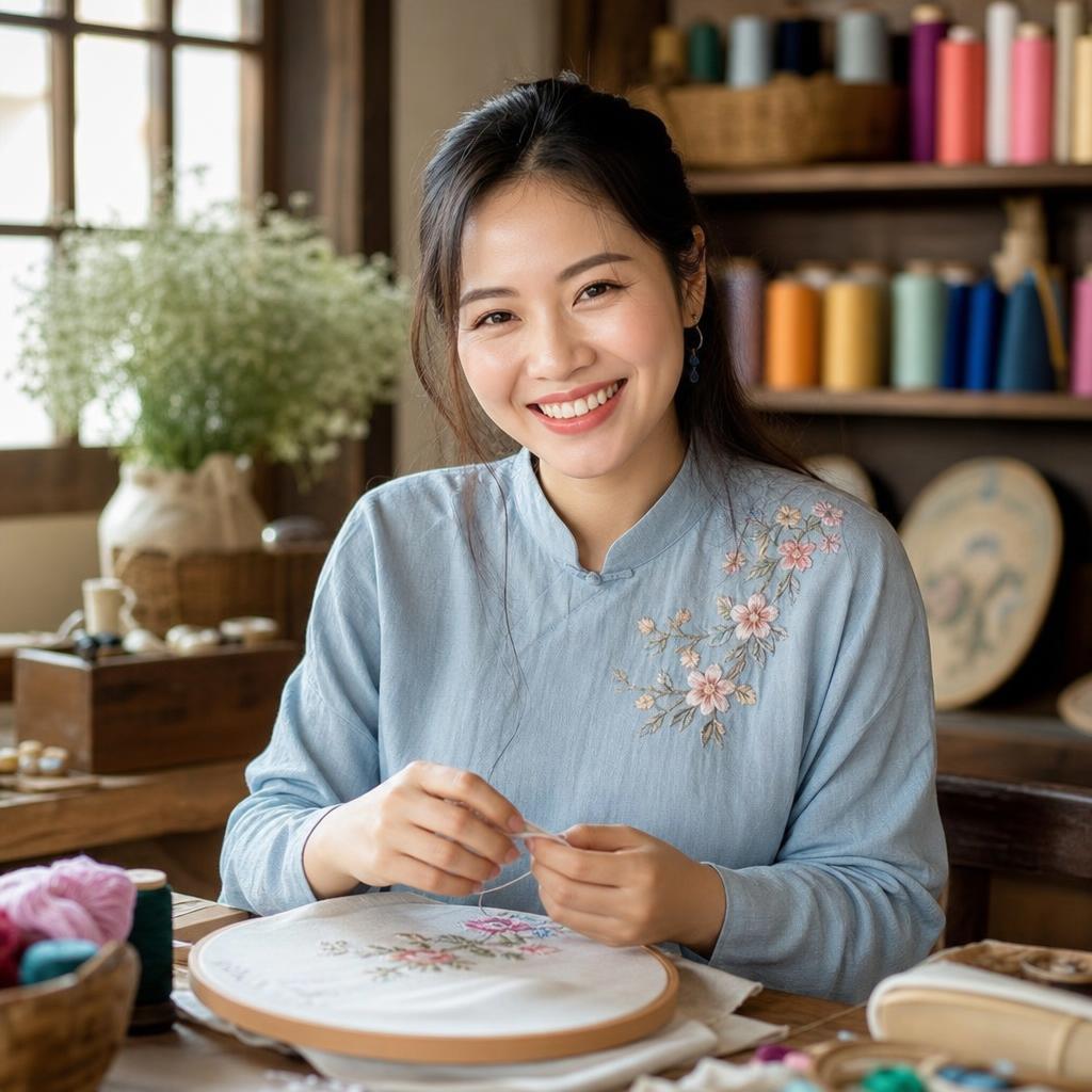 Nghệ nhân Handfill thêu tay thủ công